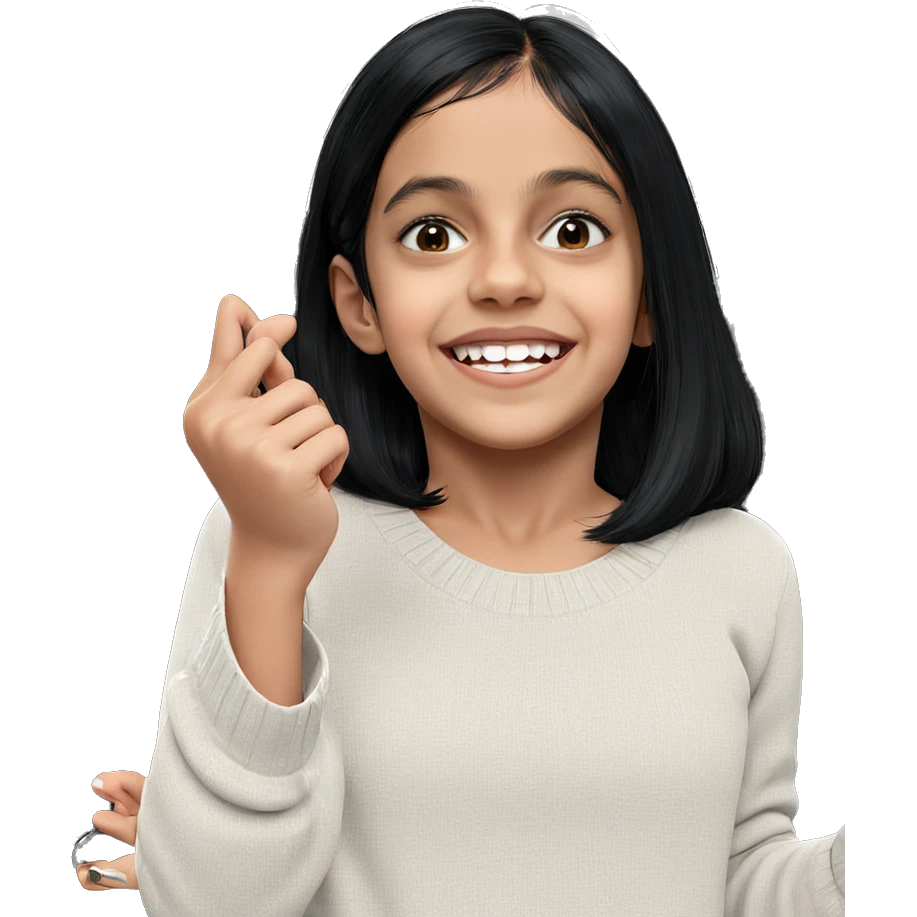 smiling girl with black hair emoji