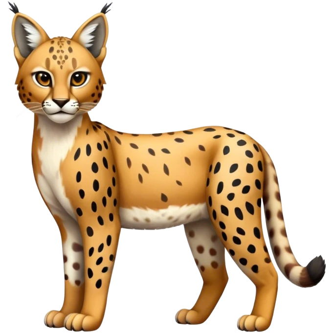 Cute realistic colorful bobcat-lynx-cheetah-caracal-leopard-hybrid-Fakemon full body with patterns and markings emoji