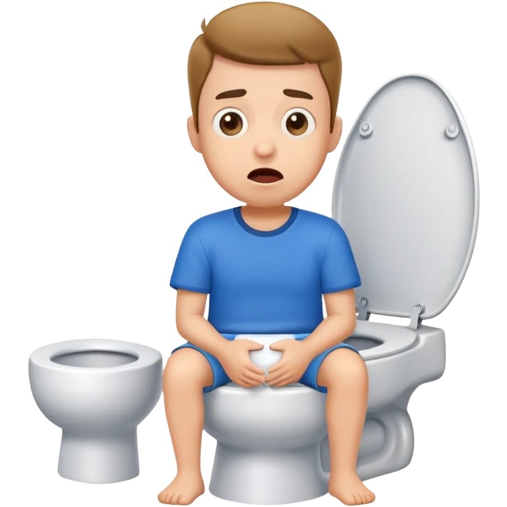 cartoon character sitting on toilet with surprised expression emoji