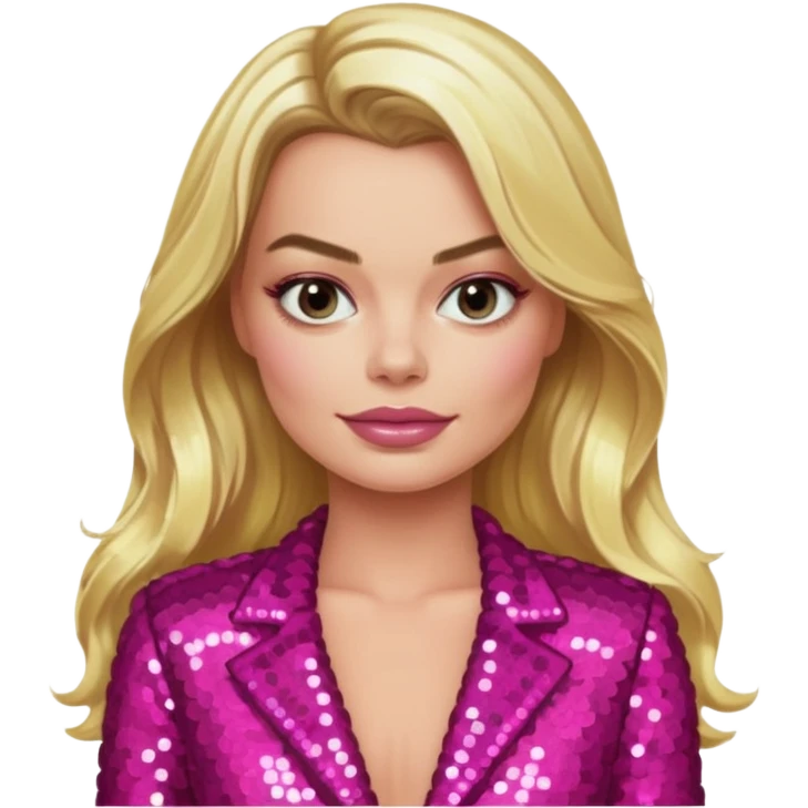 Maggot Robbie with long blonde hair, dark pink sequin outfit emoji