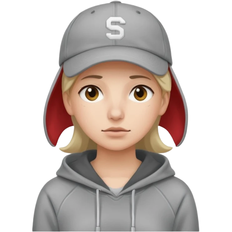 Female tech developer going back to work after christmas holidays, looking tired and wearing a hoodie and a baseballcap that says "SVT Nyheter" emoji