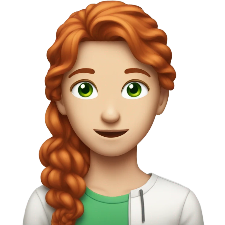 Red hair girl with green eyes coupled with brunette man with big blue eyes emoji