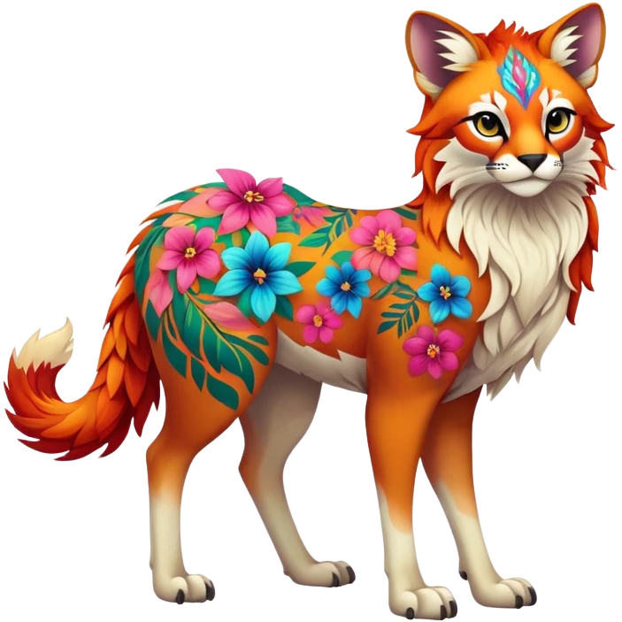 Multicolored floral exotic Falvie-Fionbri, full body emoji