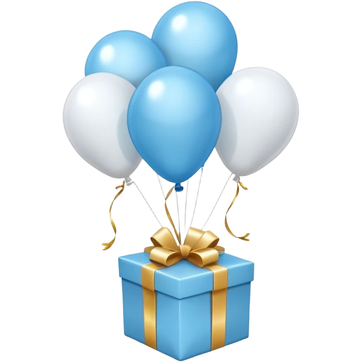 Please make light blue and white balloons too, make several and tie them to a gift emoji