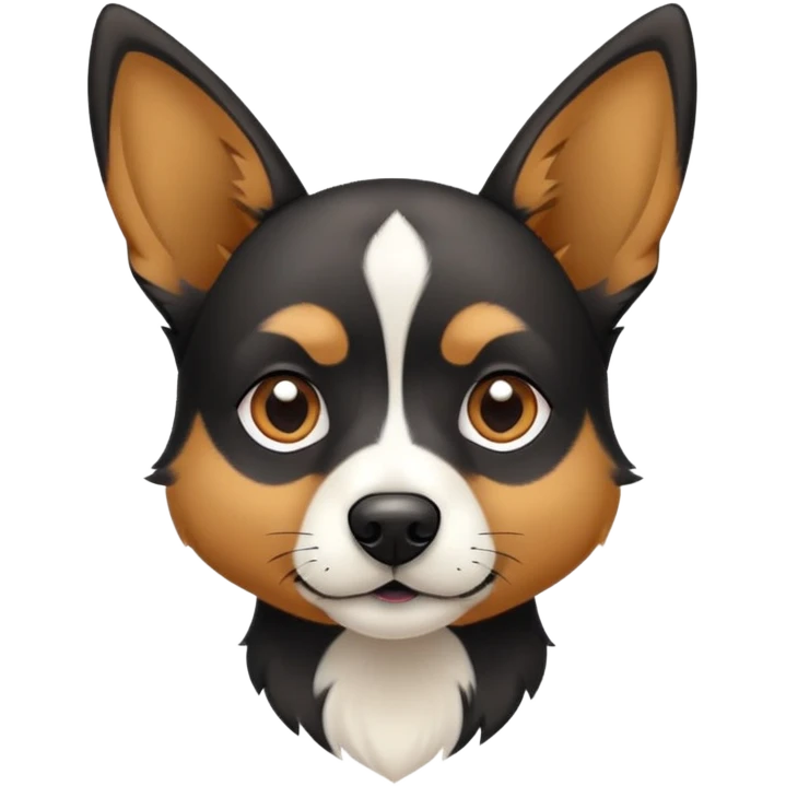 black and tan dog with pointy ears and some white on nose and chest emoji