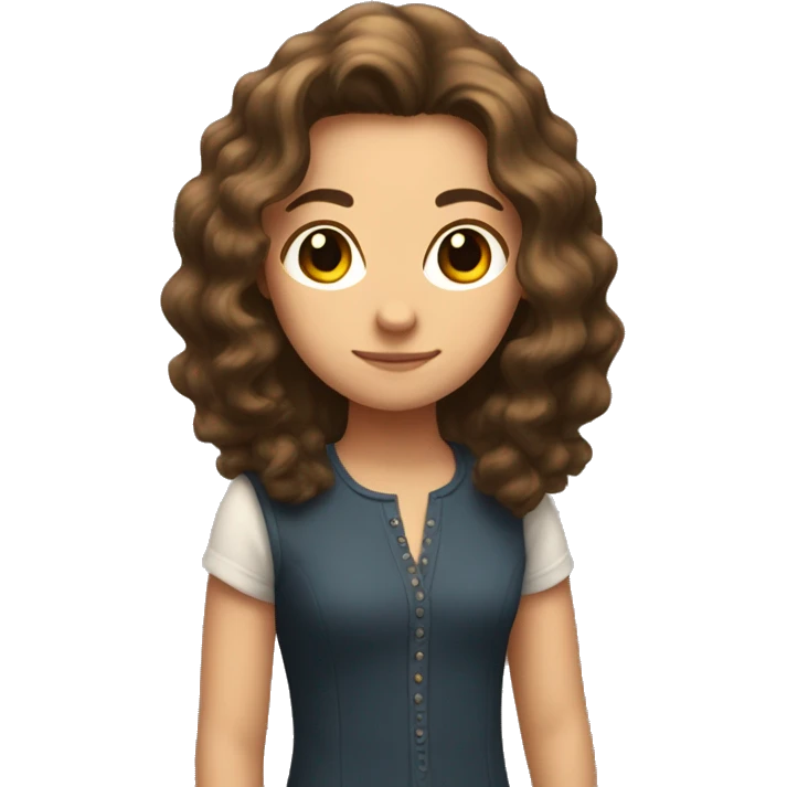 A girl with fluffy brown shoulder-length hair looks daggers at someone  emoji