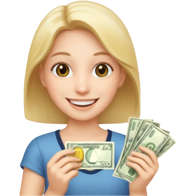 persona feliz con dinero  emoji