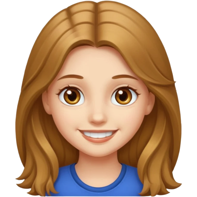 create a girl with hazel long hair, hazel eyes and beautiful smile emoji