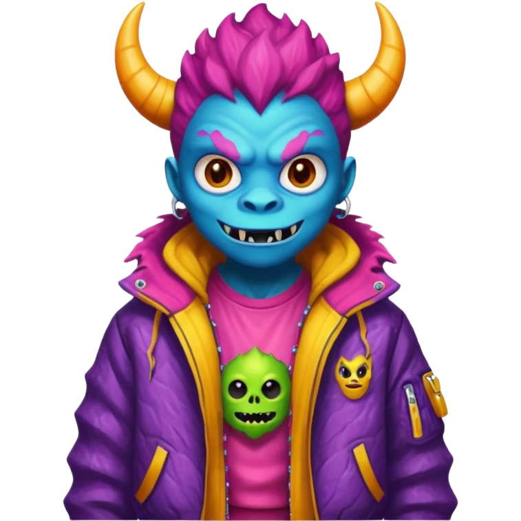 porttrait of monster with flashy-streetwear outfit emoji