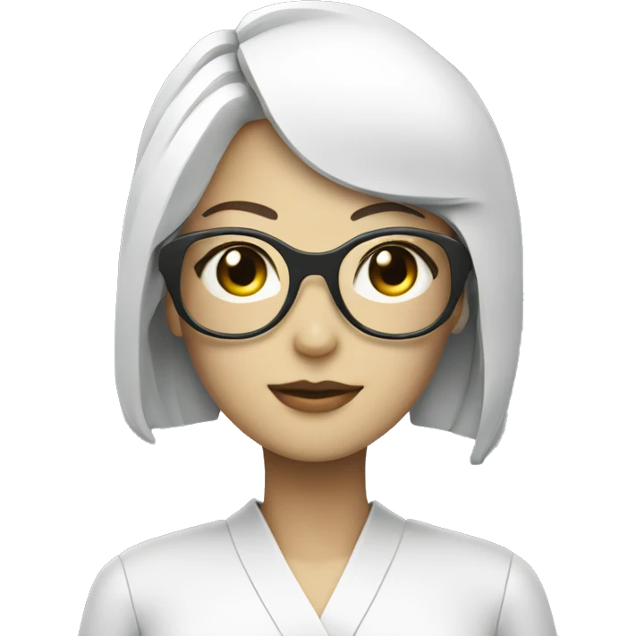 Make a beautiful japanese Ai robotic women with eye glasses in minimal style emoji