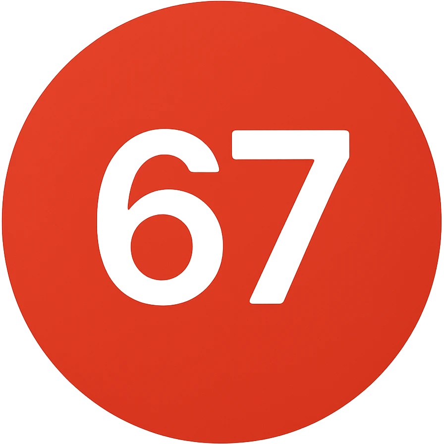 red circle emoji that says "67" emoji