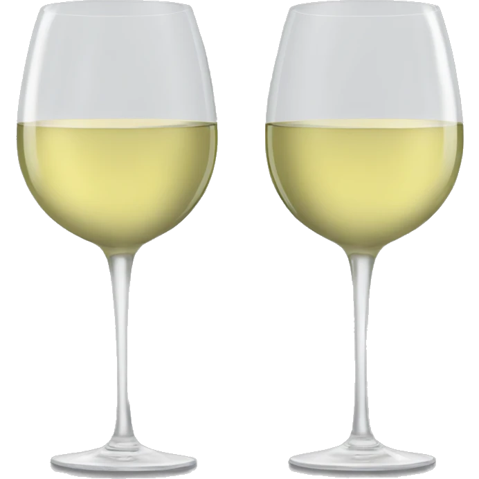 two white wine glasses clincking  emoji
