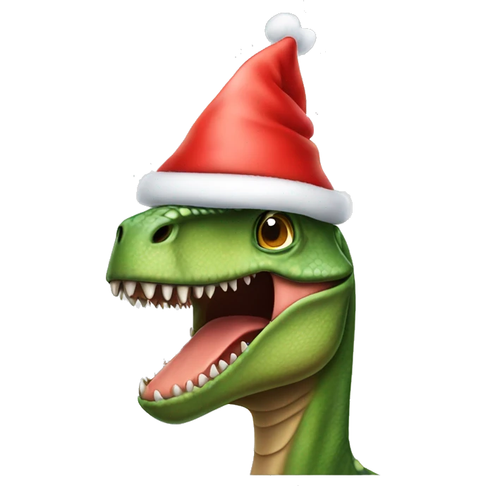 Dinosaur in a Santa hat emoji