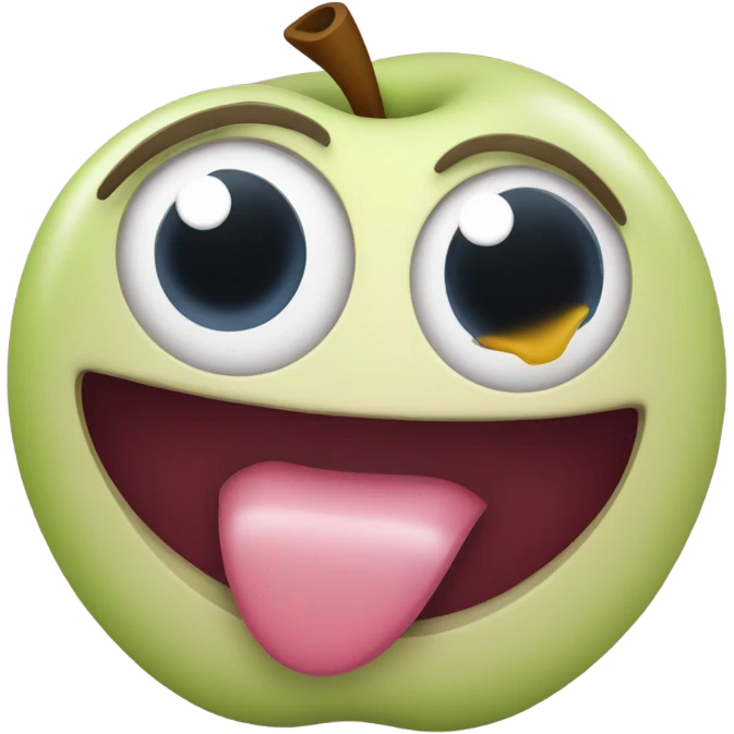 Swirly eyes with tongue out but regular emoji style from Apple emoji