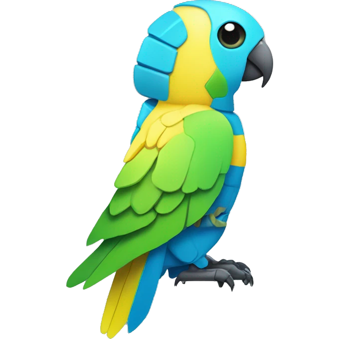 yellow blue and green robot parakeet emoji