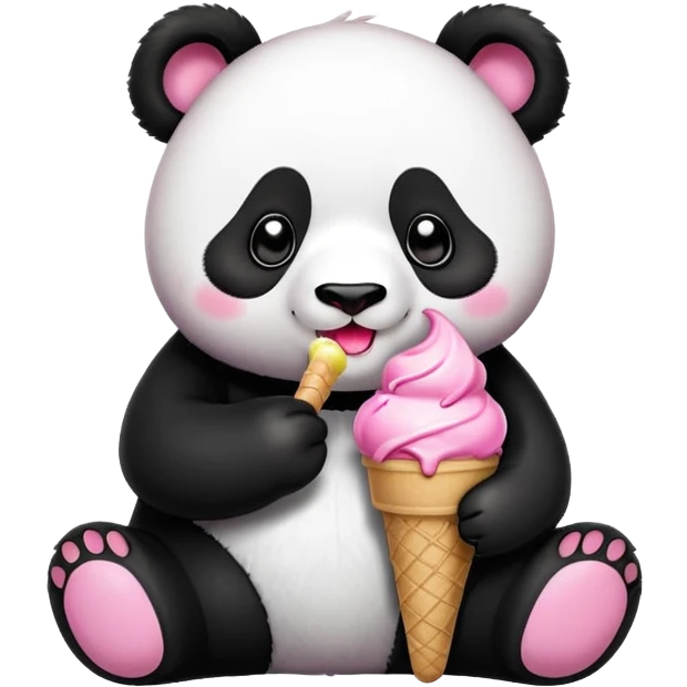Panda eating ice cream emoji