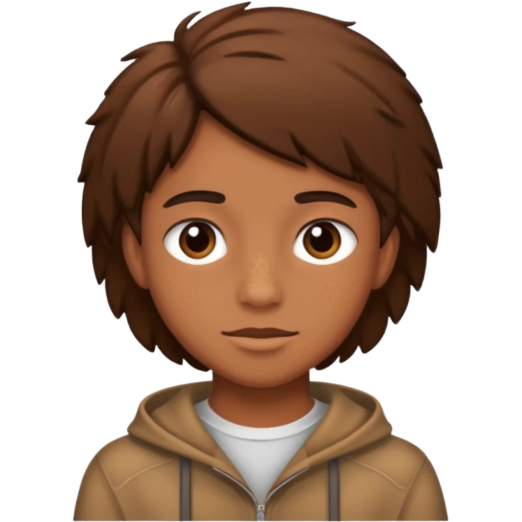 A teenager with a brown textured emoji