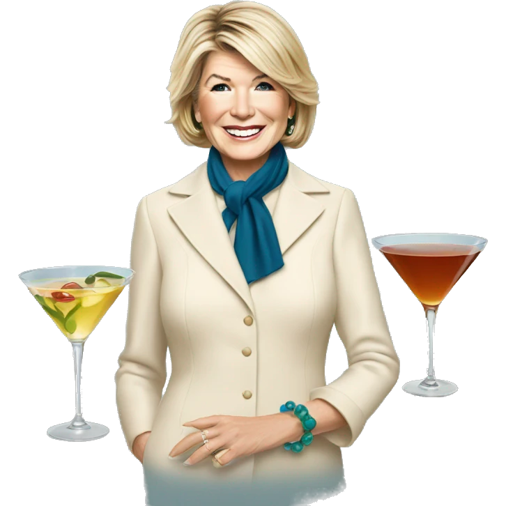 Martha Stewart with martini at Christmas  emoji