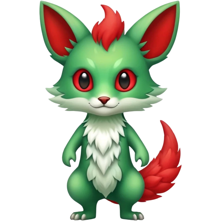 Cute Cool Edgy Green Red ethereal Fionbri-Vernid-Trico-animal-creature full body emoji