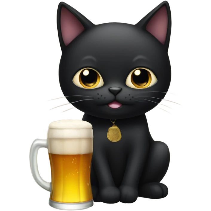 Black cat holding a beer emoji