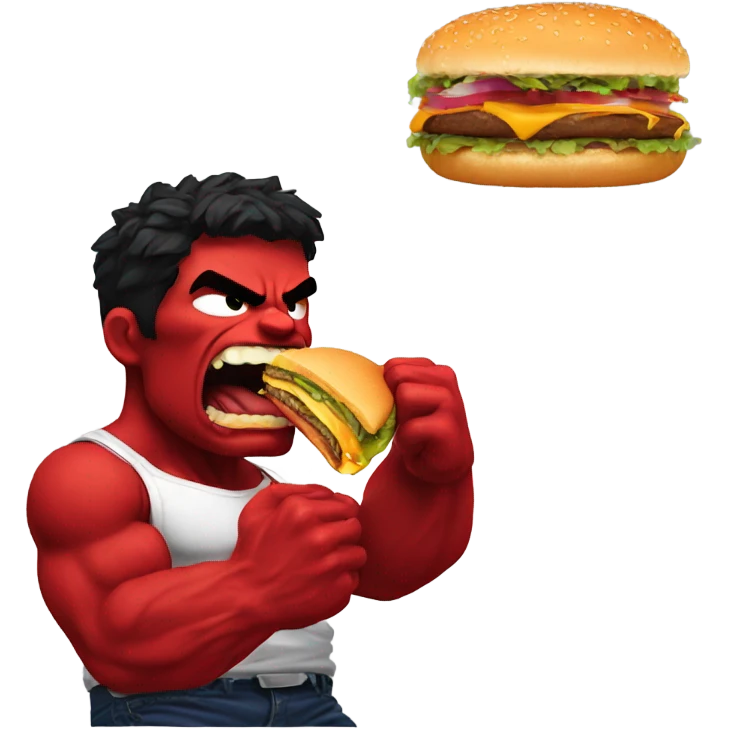 Red Hulk eating burger  emoji