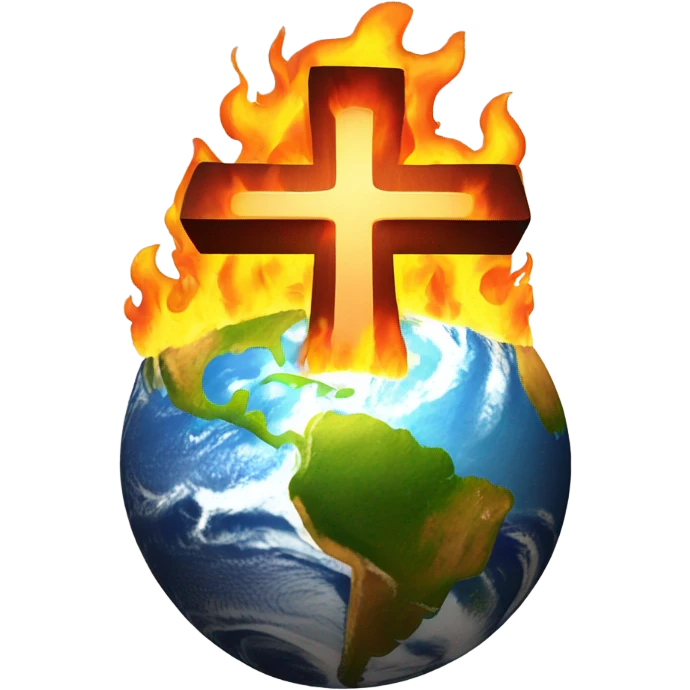 Cross with earth on fire  emoji