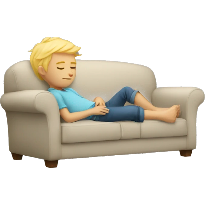 blond boy sleeping on the couch emoji