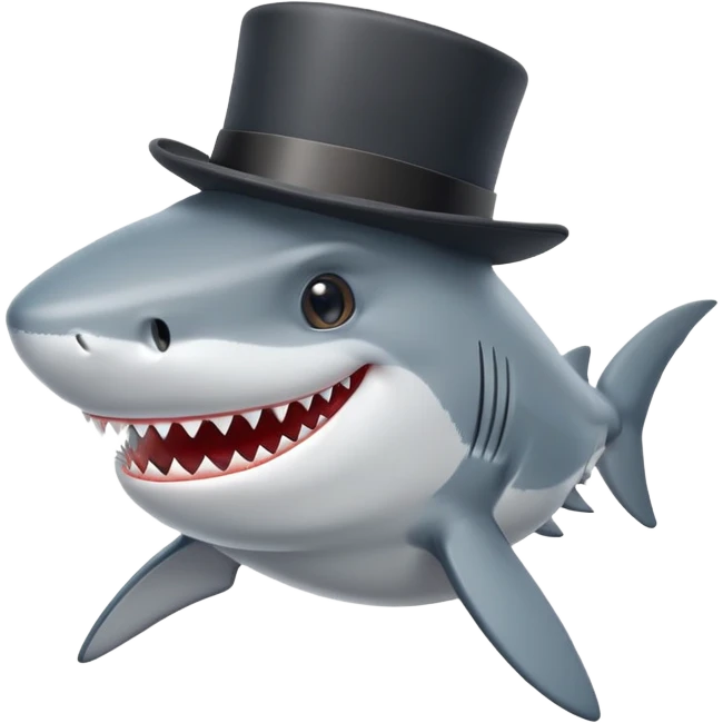Shark with a top hat emoji