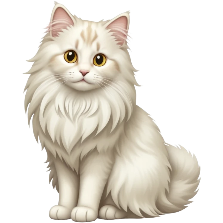 White norwegian forest cat with long fluffy fur and bushy tail emoji