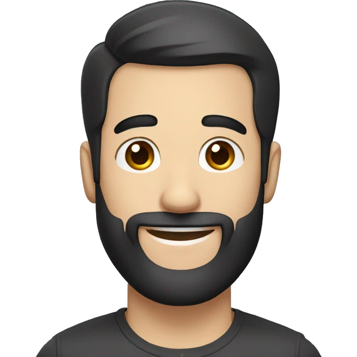 happy bearded man with black hair combover emoji