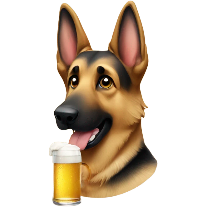 German Shepard drinking a beer  emoji