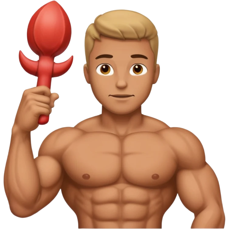 Buff naked male with a large dick in hand emoji