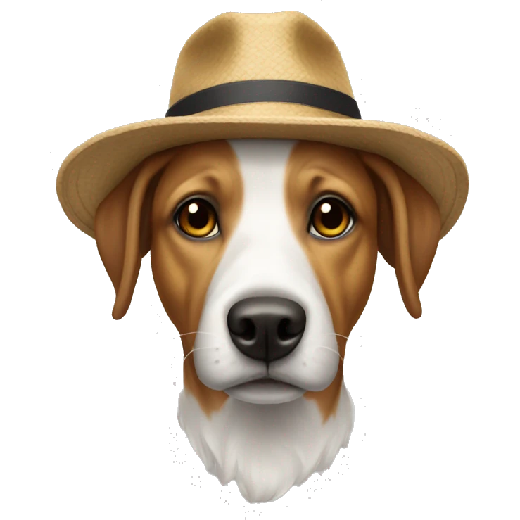 Chien avec un chapeau emoji