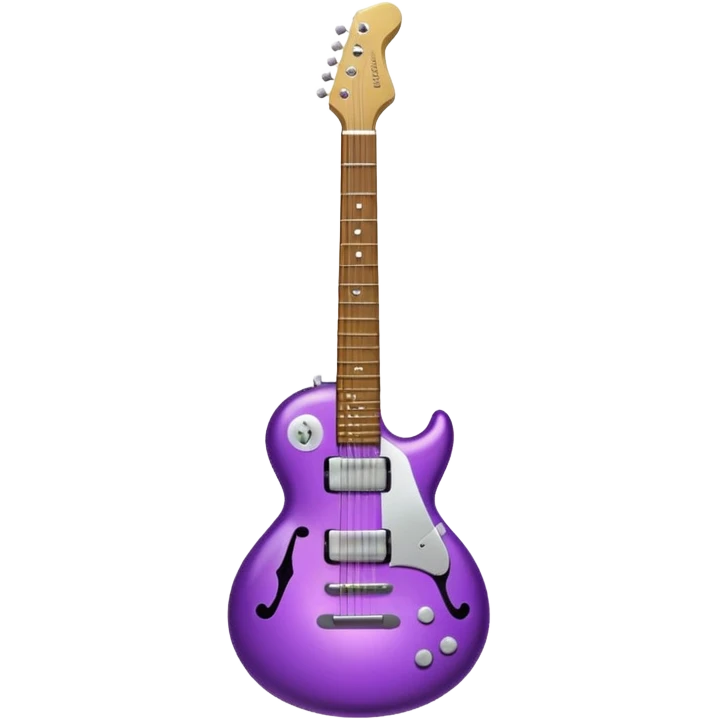 a purple Christmas ornament with a guitar emoji