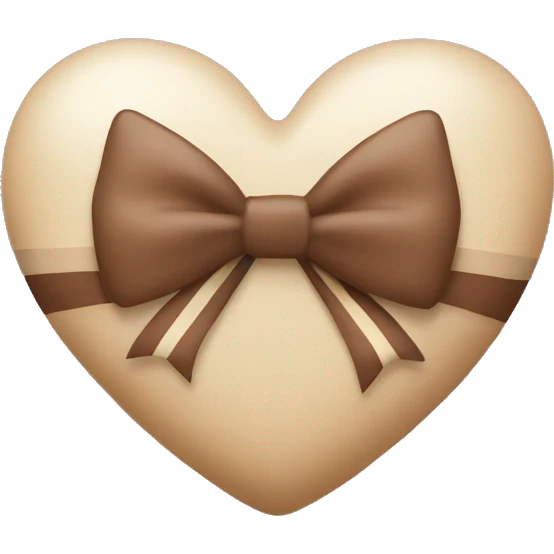 brown pastel heart with a beige striped bow emoji