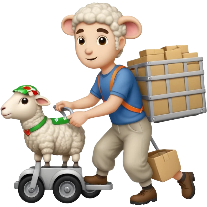 Sheep man hauling donations into a U-Haul emoji