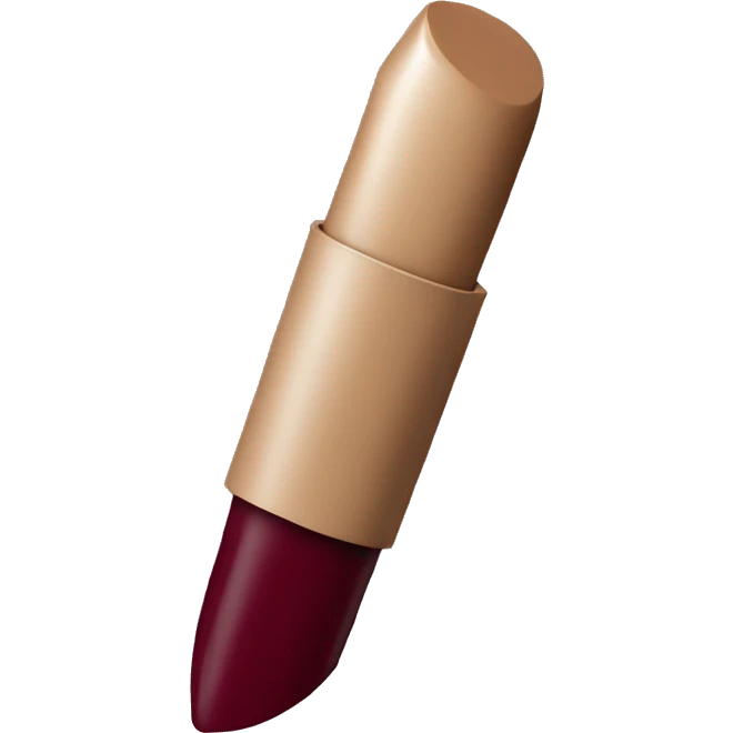 a burgundy lipstick with biege stick emoji