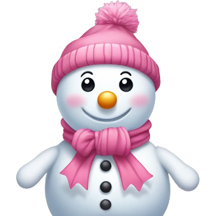 Adorable snowman with pink clothes and a pink bow  emoji