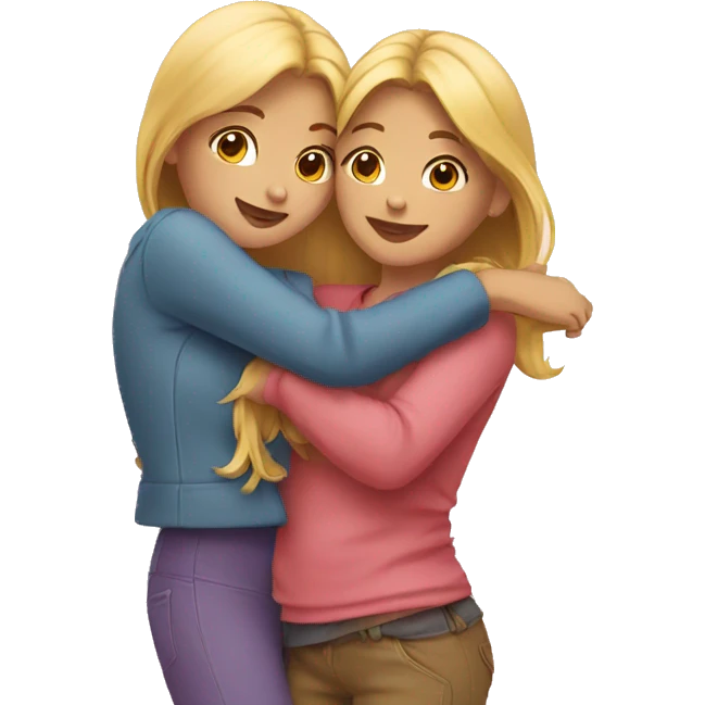 two girls hugging  emoji