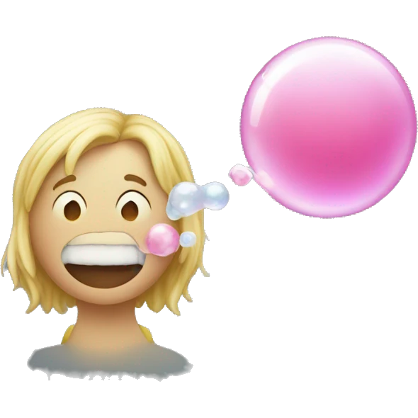 someone making bubble with a chewing gum emoji