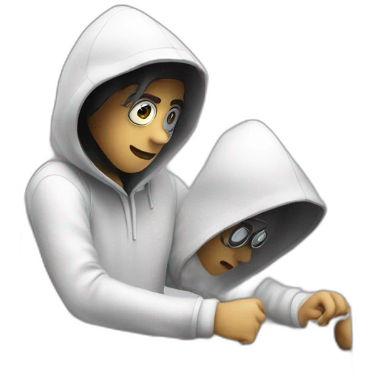 Hacker haking through 3 computers emoji