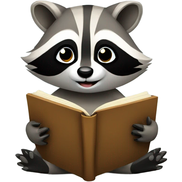 raccoon reading a book emoji
