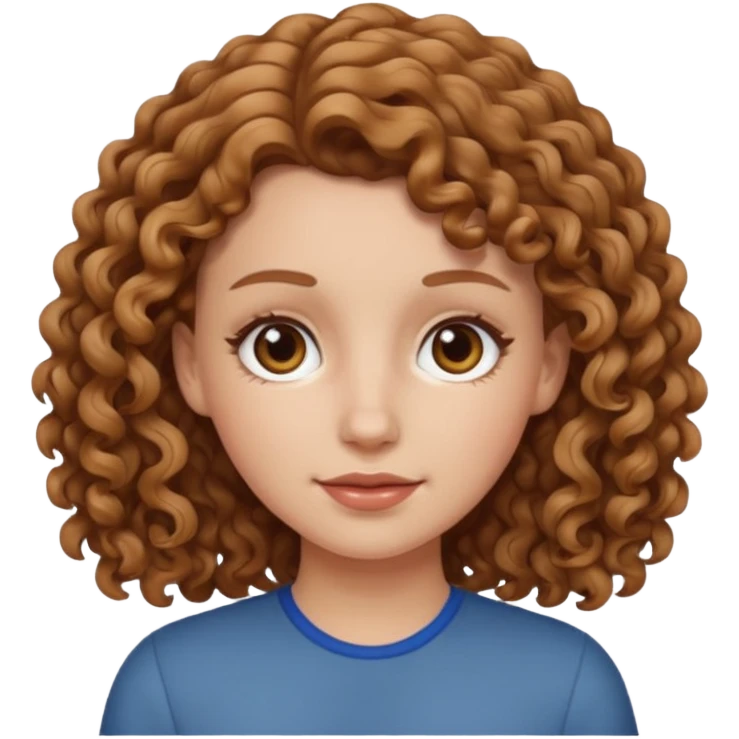 white girl with light brown curly hair, iOS 18 emoji style emoji