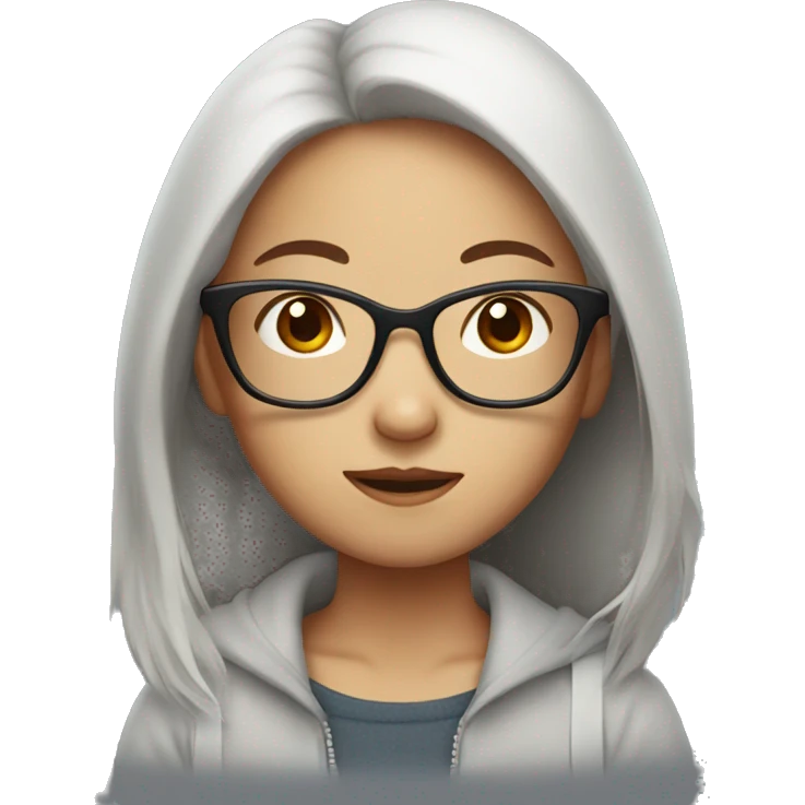 Asian girl with deep red hair and glasses  emoji