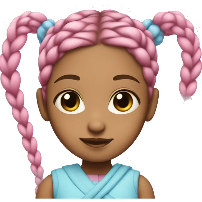 Girl with baby blue and pink braids (colors braid together).  emoji