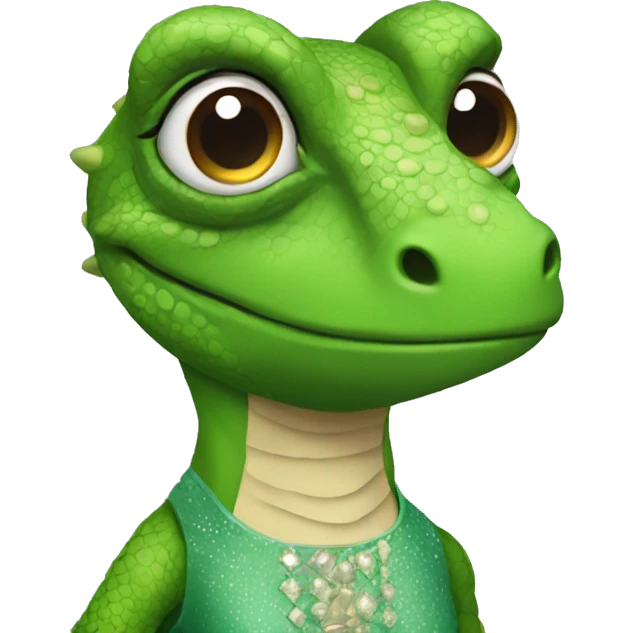 Lizard wearing dress and makeup  emoji