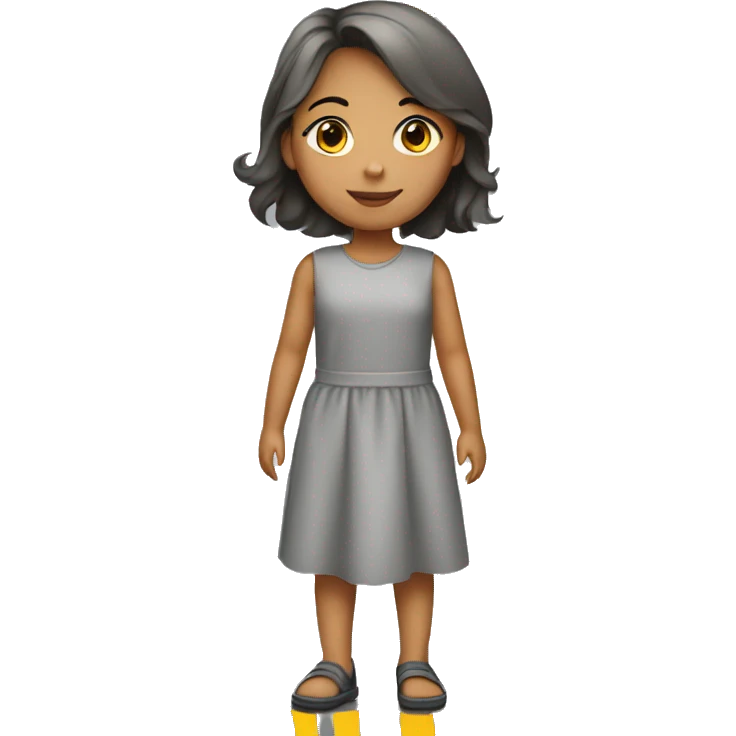 girl in a gray dress with road markings emoji