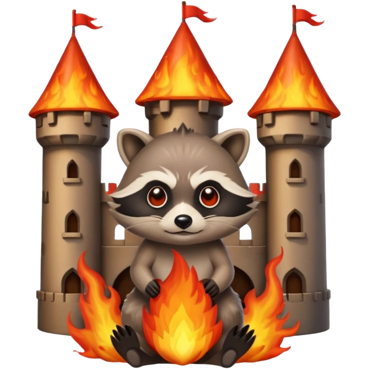 Raccoon burning a castle  emoji