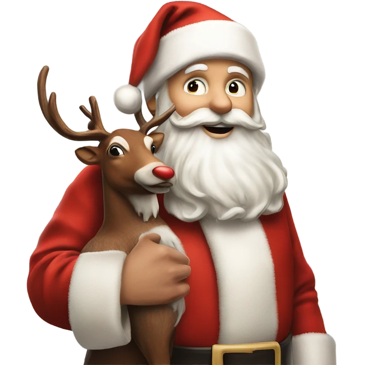 Hyper Realistic Santa Claus with Rudolf emoji