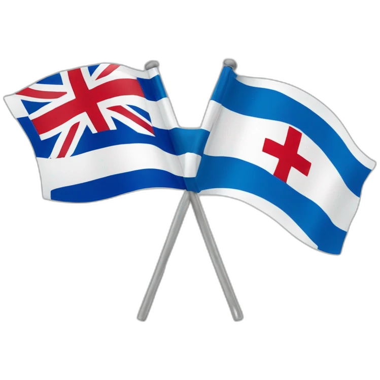 flag of israel and flag of England, waving together emoji